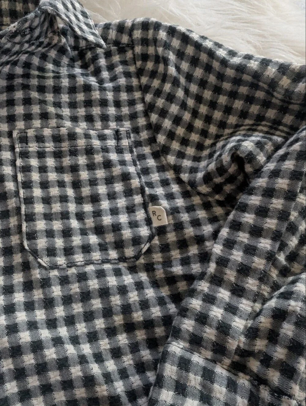 Rylee + Cru Collared Long Sleeve Shirt - Black Gingham 18-24 Months